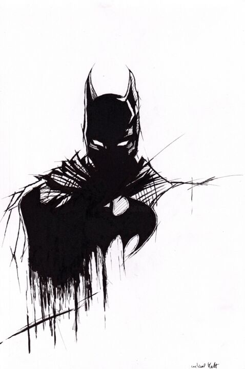 Drawing titled "Batman" by Critical Matt, Original Artwork, Ink