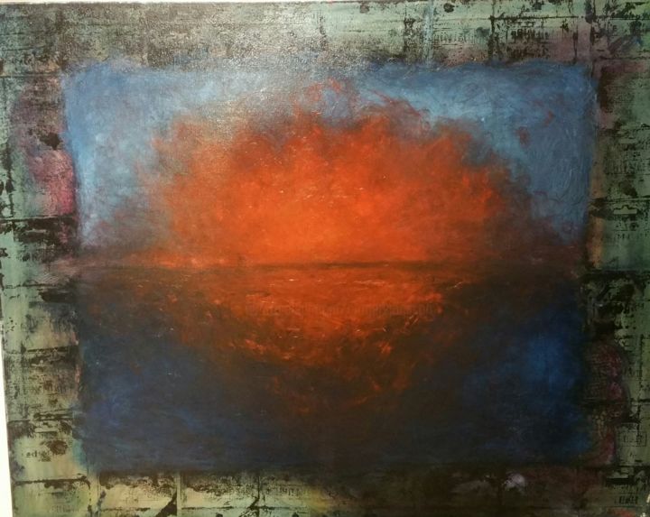 Ζωγραφική με τίτλο "Sunset sea" από Catherine Rogers, Αυθεντικά έργα τέχνης, Λάδι