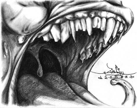 Zeichnungen mit dem Titel "monsta's mouth" von Cubehead, Original-Kunstwerk, Andere