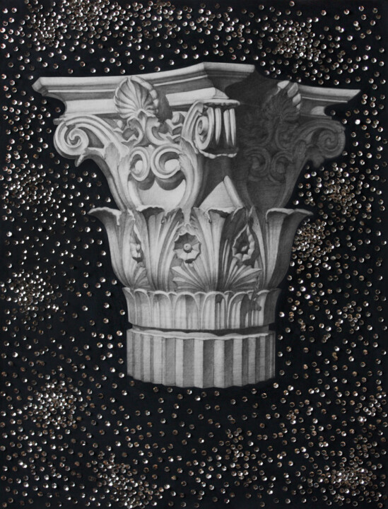 Pintura titulada "Corinthian capital.…" por Curlydafna, Obra de arte original, Lápiz