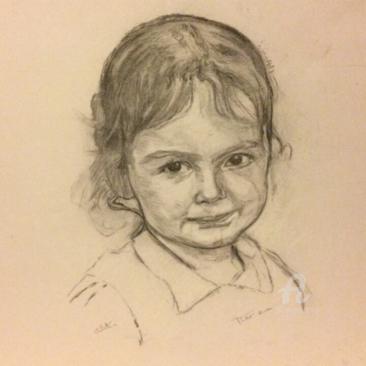 Dibujo titulada "Portrait d'enfant" por Cyriaque Millet, Obra de arte original, Carbón