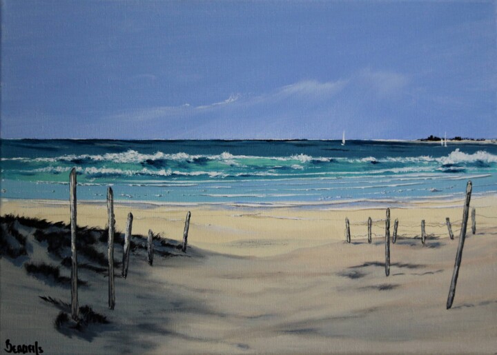 Peinture intitulée "Summer beach" par Cyril Beaufils, Œuvre d'art originale, Acrylique