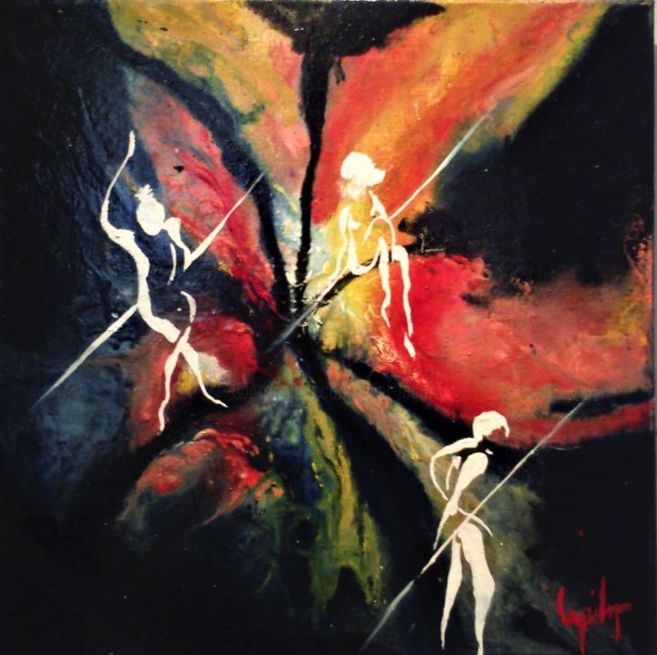 Peinture intitulée "En équilibre devant…" par Cyril Lagorce, Œuvre d'art originale, Huile