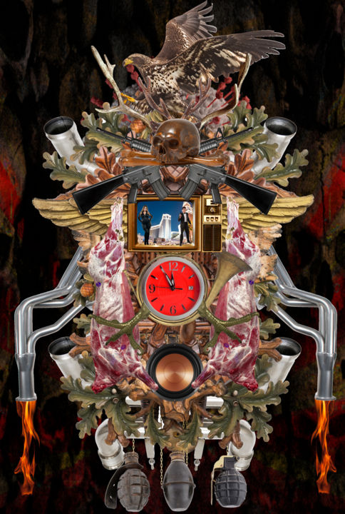 Digitale Kunst getiteld "cuckoo clock" door David Luyten, Origineel Kunstwerk, 2D Digital Work