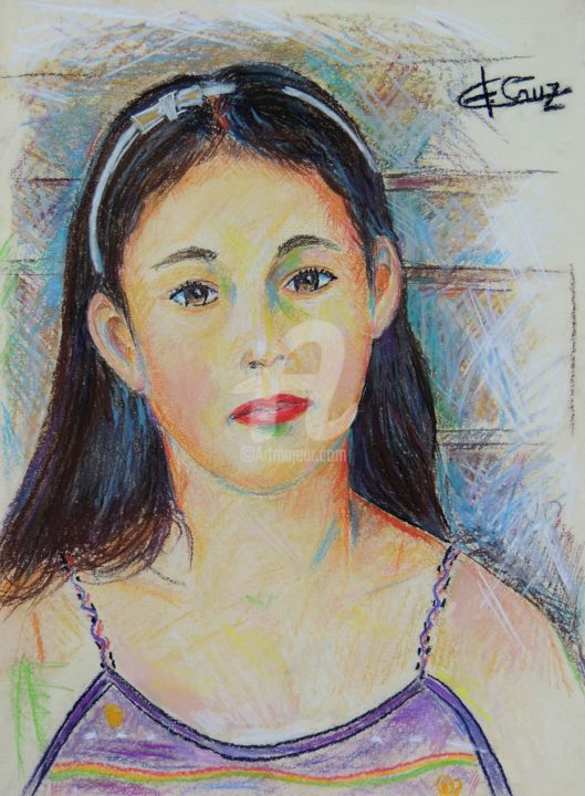 Malerei mit dem Titel "Larissa" von José Claudinei Da Cruz, Original-Kunstwerk, Pastell