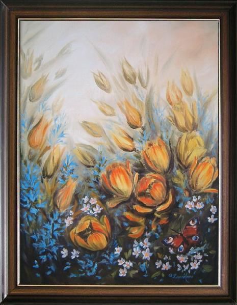 Peinture intitulée "The tulips" par Dagmar Zemánková, Œuvre d'art originale