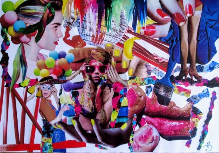 Collages intitulée "Colors" par Dm Collage Art, Œuvre d'art originale, Collages
