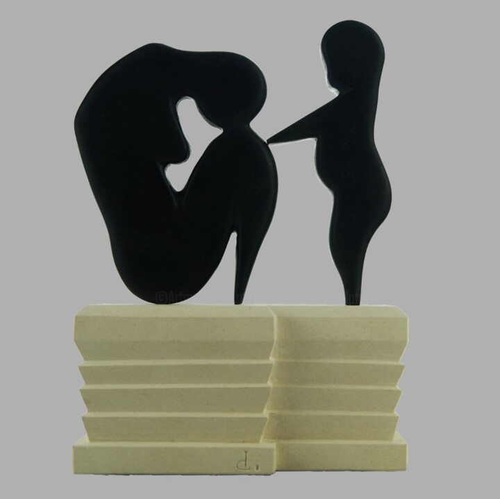 Skulptur mit dem Titel "Douleur maternelle" von Damien Berger, Original-Kunstwerk, Stein