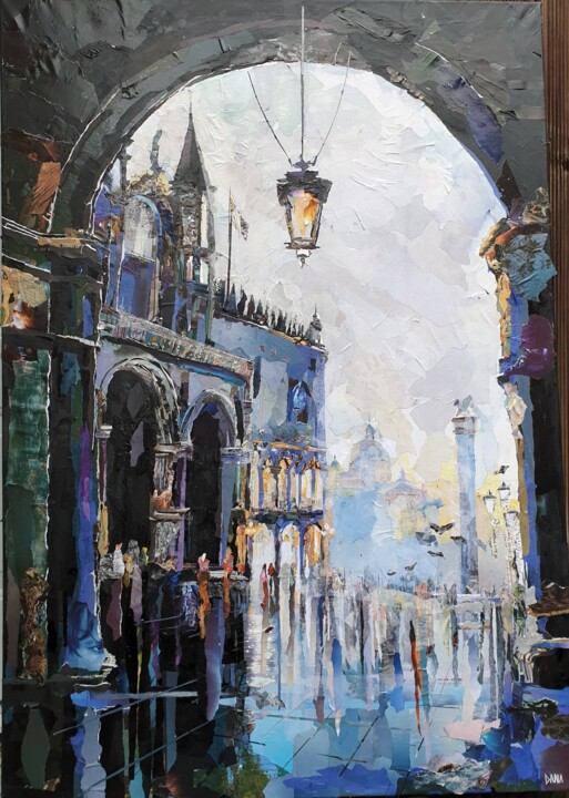 Collages titled "San Marco" by Dana, Original Artwork, Collages Mounted on Wood Stretcher frame