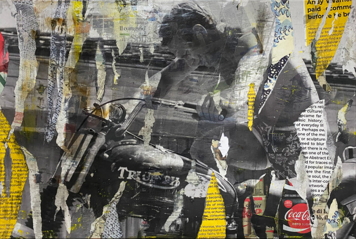 Collages titulada "Steve" por Daniel Carena, Obra de arte original, Collages Montado en Bastidor de camilla de madera