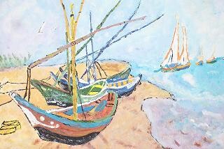 Peinture intitulée "les barques" par Daniel Jouenne, Œuvre d'art originale