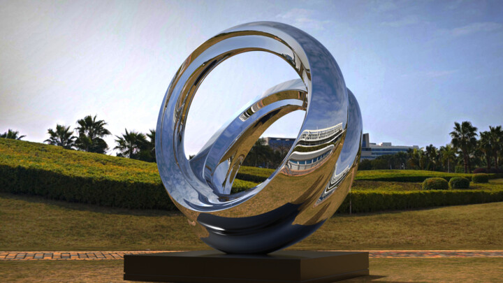 Scultura intitolato "Echo Arc#2" da Daniel Kei Wo, Opera d'arte originale, Acciaio inossidabile