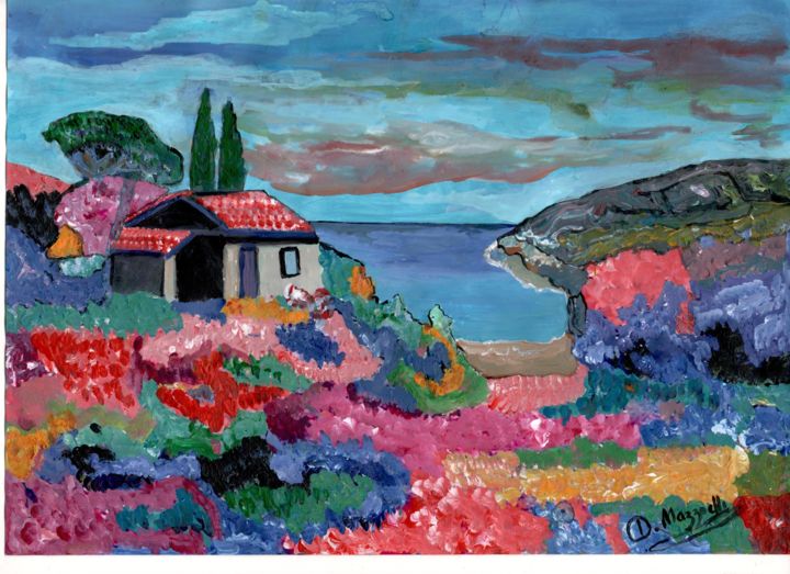 Schilderij getiteld "casa-en-la-playa.jpg" door Daniel Mazzochi, Origineel Kunstwerk