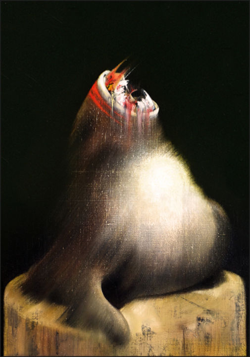 Painting titled "tu as mis du sang p…" by Daniel Moline, Original Artwork, Oil