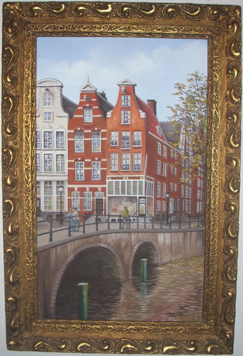 Schilderij getiteld "Amsterdam" door Daniel Siri, Origineel Kunstwerk, Olie