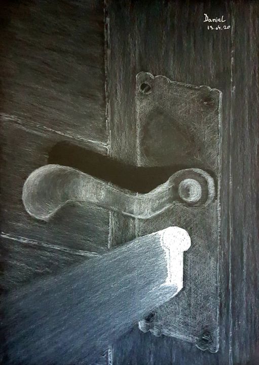 Tekening getiteld "Light-Dark study" door Daniel Darie, Origineel Kunstwerk, Potlood