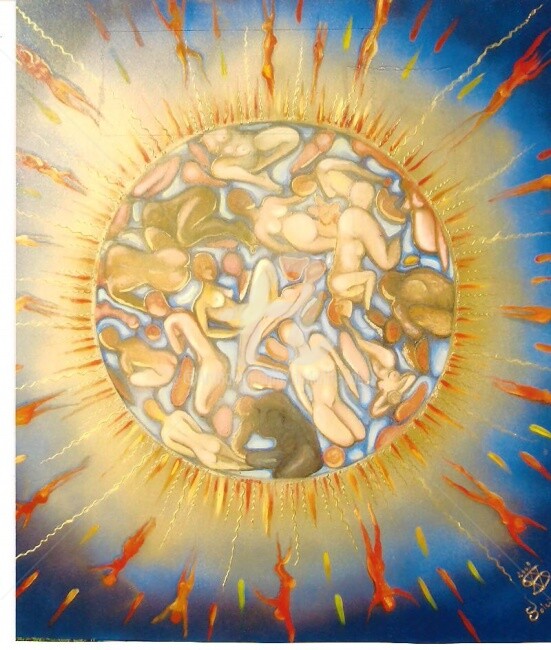 Malerei mit dem Titel "Le Soleil : la vie" von Danielle Vasa, Original-Kunstwerk, Öl