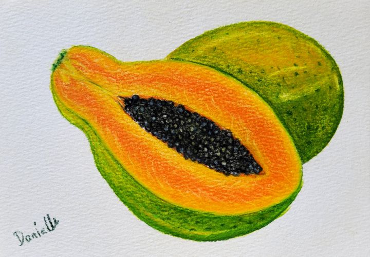 Drawing titled "Papaya" by Danielle Siauw, Original Artwork, Pencil