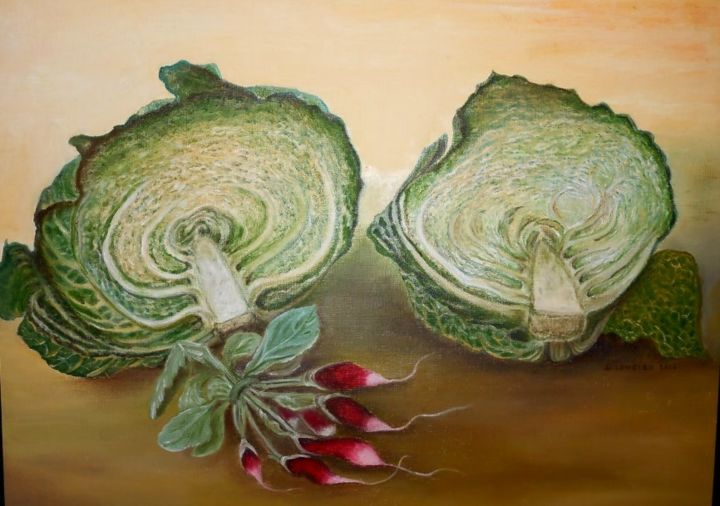 Painting titled "légumes du jardin" by Danrog, Original Artwork, Oil