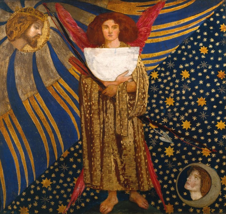 Malarstwo zatytułowany „Dantis Amor” autorstwa Dante Gabriel Rossetti, Oryginalna praca, Olej