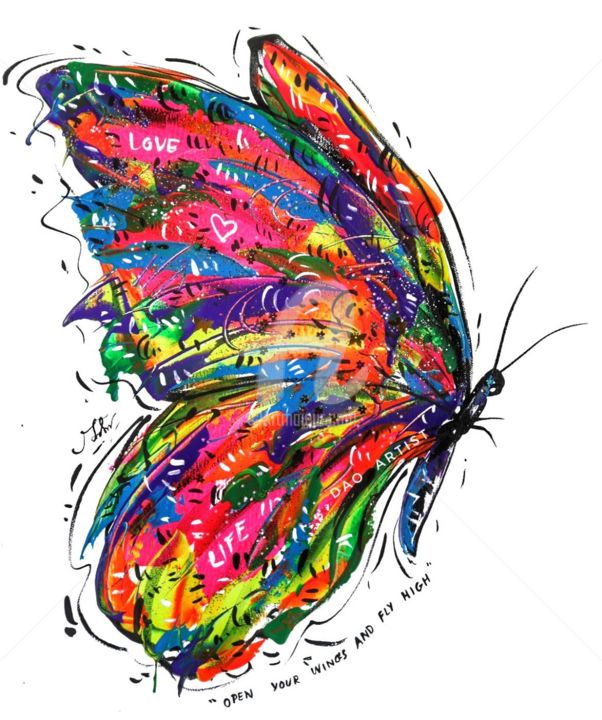 Картина под названием "Open your wings and…" - Dao Artist, Подлинное произведение искусства, Масло