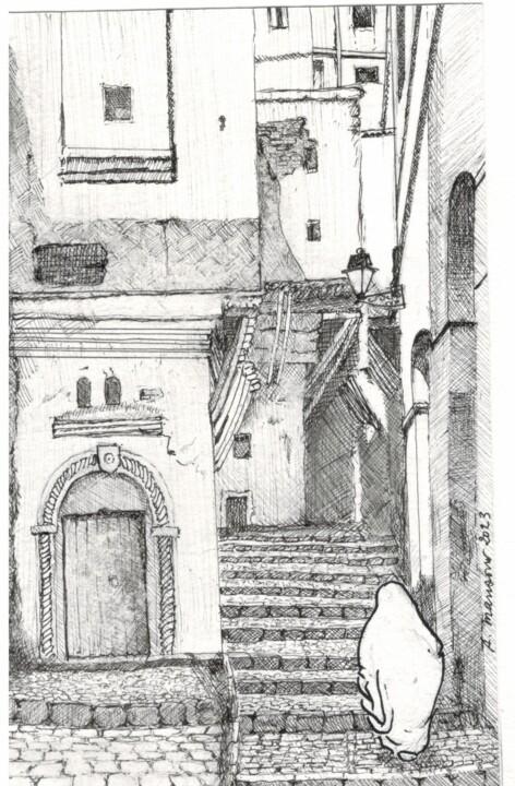 Drawing titled "la casbah d'Alger.…" by Daoud Mansour (lumiart), Original Artwork, Ink