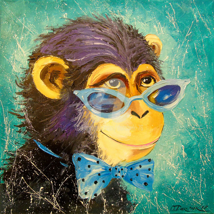 Картина под названием "Boy monkey" - Olha, Подлинное произведение искусства, Масло