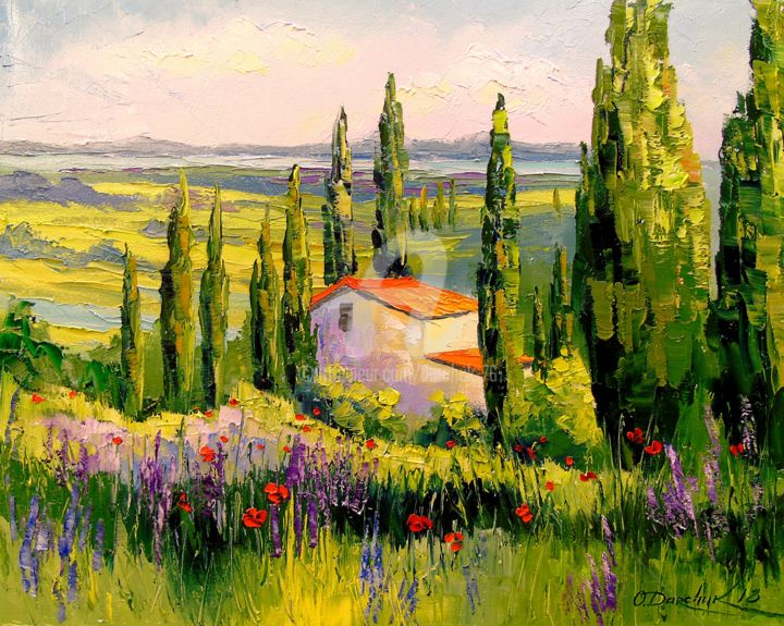 Peinture intitulée "House in Provence" par Olha, Œuvre d'art originale, Huile