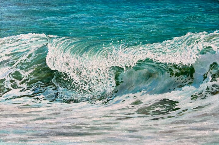 Painting titled "SEASHORE 2" by Daria Dudochnykova, Original Artwork, Oil