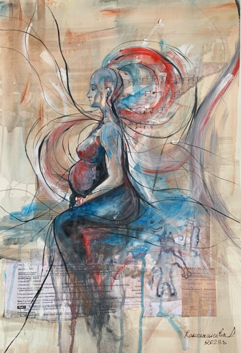 Peinture intitulée "Mother 2" par Daria Kamishanova, Œuvre d'art originale, Aquarelle