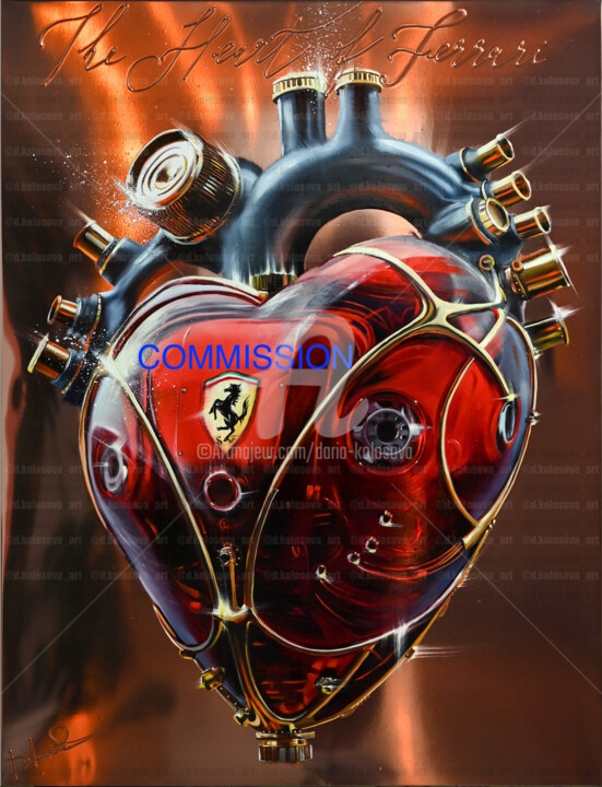 Painting titled "The Heart of Ferrar…" by Daria Kolosova, Original Artwork, Oil Mounted on Wood Stretcher frame