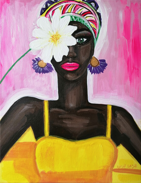 Malarstwo zatytułowany „The girl in yellow” autorstwa Daria Motovilova, Oryginalna praca, Akryl