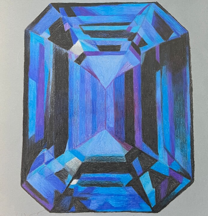 Dibujo titulada "DIAMOND3" por Darina Abramova, Obra de arte original, Conté