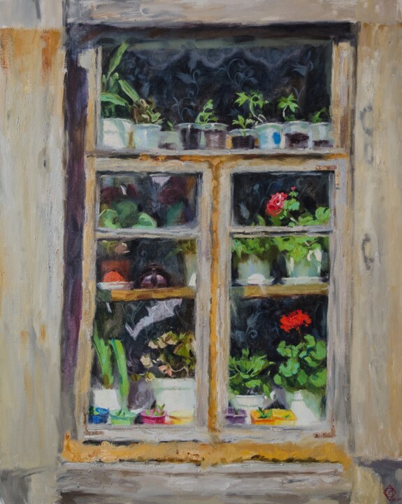 Malerei mit dem Titel "Window" von Darya Salakhova, Original-Kunstwerk, Öl