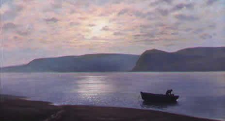 Pintura intitulada "Sunset at Arnside" por David Storey, Obras de arte originais