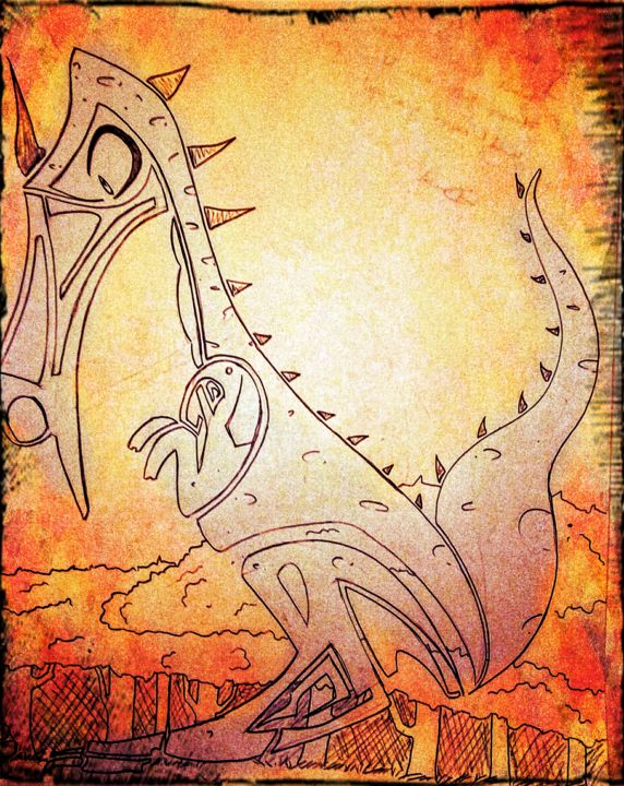 Dibujo titulada "Tribal_Dragon" por Xerocorpse Boomer, Obra de arte original, Fotografía digital