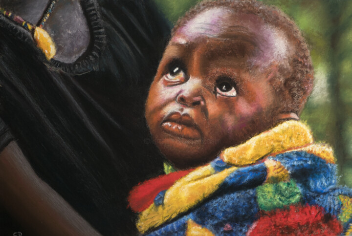Peinture intitulée "Regard d'enfant - 2…" par David Cadran, Œuvre d'art originale