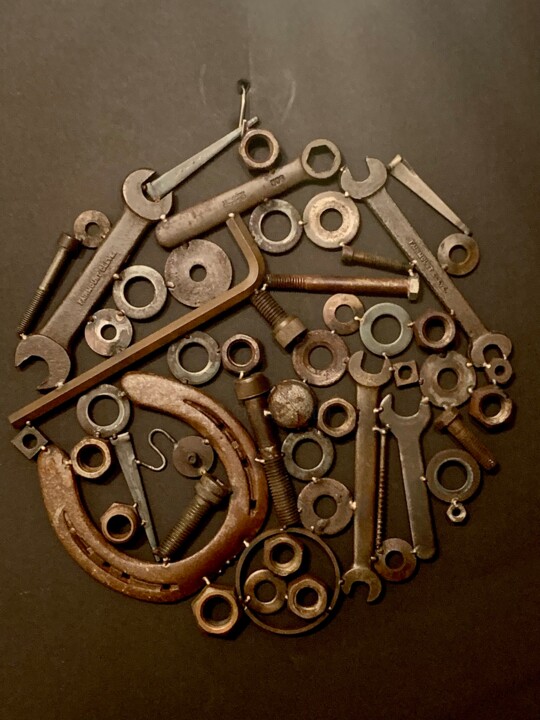 Escultura titulada "Rust Wheel" por David Goecke, Obra de arte original, Metales
