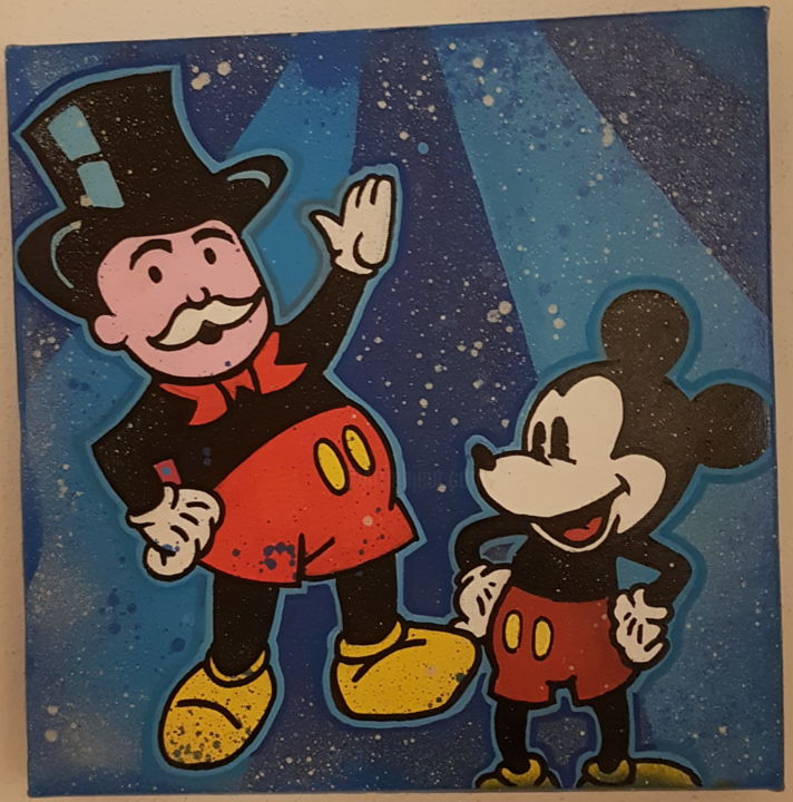 Peinture intitulée "Mickey Mouse & Mono…" par Davdez, Œuvre d'art originale, Acrylique