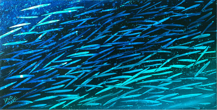 绘画 标题为“Fleeting Fish” 由David Clare, 原创艺术品, 油 安装在木质担架架上