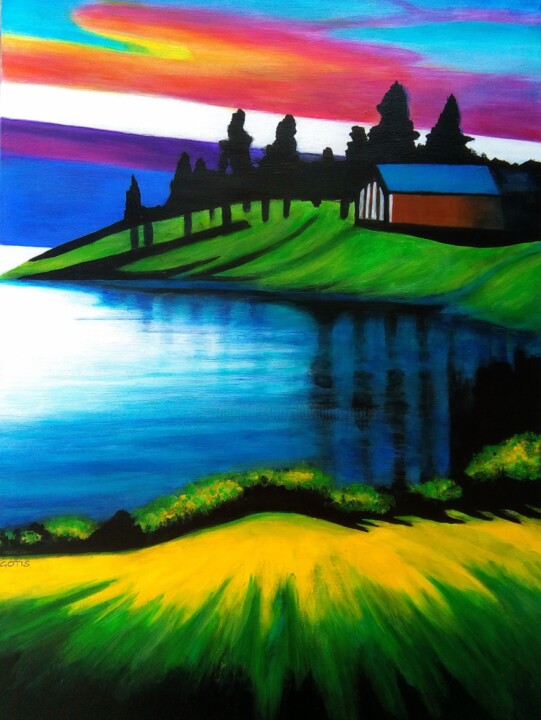 Peinture intitulée "La grange du Lac (T…" par Davidian Gotis Abstraction Abstraite, Œuvre d'art originale, Acrylique