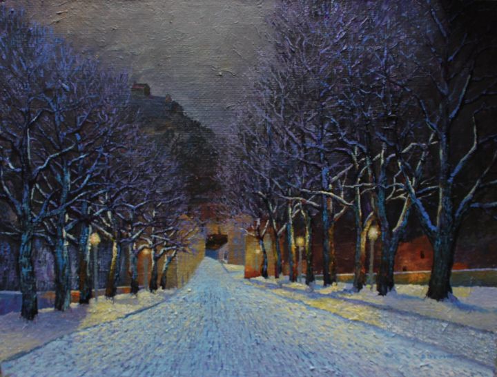Malerei mit dem Titel "Winter scene 3" von Davor Ivković, Original-Kunstwerk, Acryl