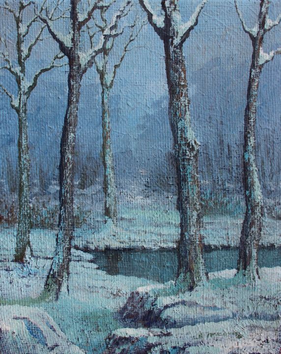 Malerei mit dem Titel "Winter scene 4" von Davor Ivković, Original-Kunstwerk, Acryl