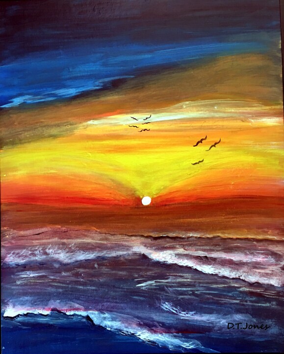 Incisioni, stampe intitolato "Morgan's Sunset" da Dawna Taylor Jones Jones, Opera d'arte originale, Stampa digitale Montato…