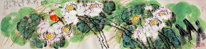 Ζωγραφική με τίτλο "Peaceful in the lot…" από Dayou Lu, Αυθεντικά έργα τέχνης, Χρωστικές ουσίες