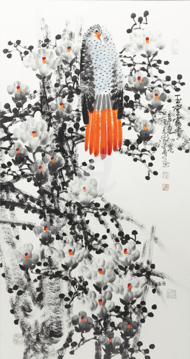 绘画 标题为“Fragrance of Magnol…” 由Dayou Lu, 原创艺术品, 颜料