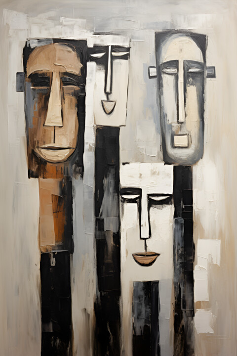 Artes digitais intitulada "Faces S_1" por Deai Studio, Obras de arte originais, Imagem gerada por IA
