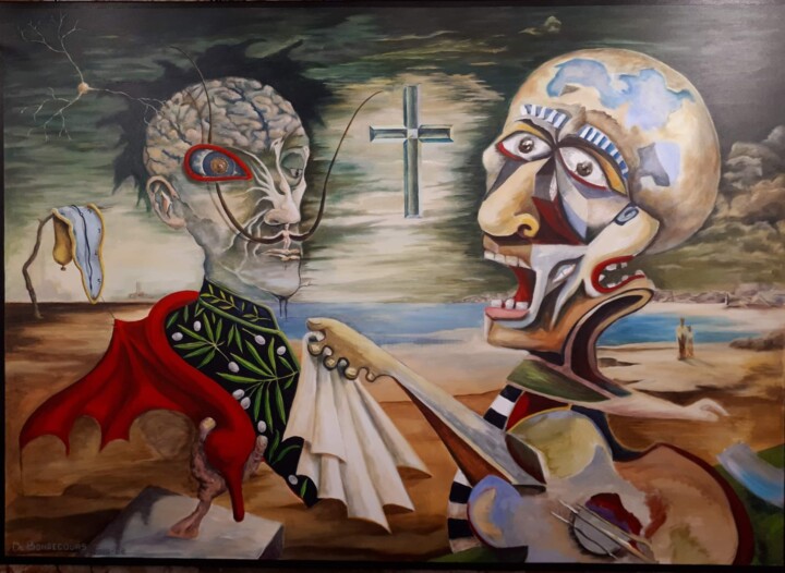 Peinture intitulée "Dali et Picasso ple…" par De Bonsecours, Œuvre d'art originale, Acrylique