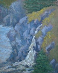 Картина под названием "Waterfall" - Deborah Palmer, Подлинное произведение искусства, Масло