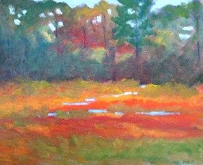 Картина под названием "Autumn Wetlands" - Deborah Palmer, Подлинное произведение искусства, Масло